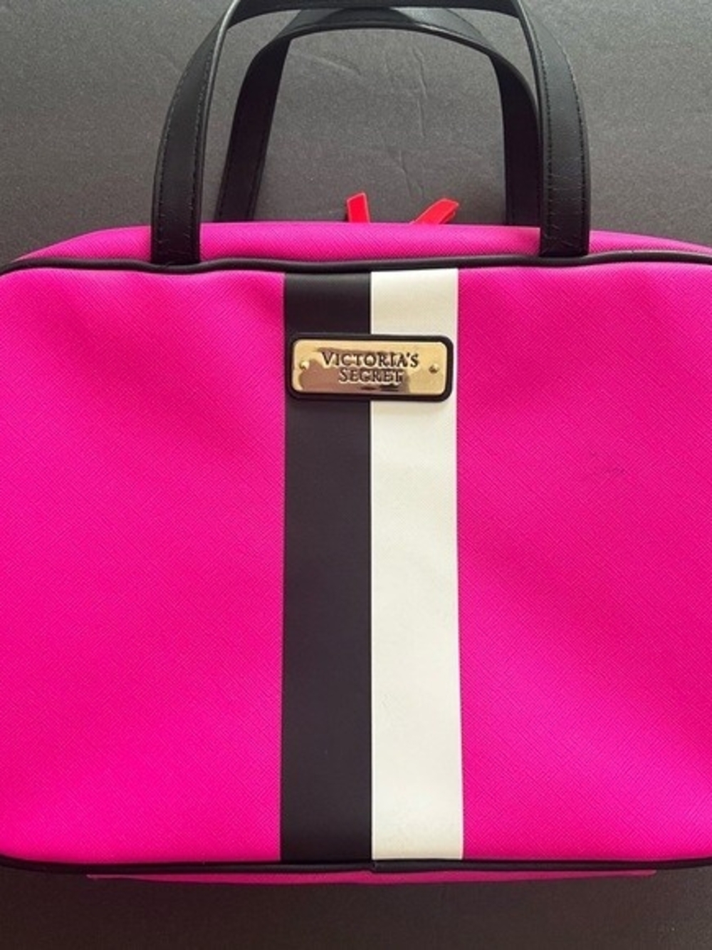 Victoria's Secret Express Train Case Cosmetic Bag Pink & Black